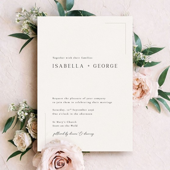 'Beaumont' Signature Blind Debossed Invite Sample