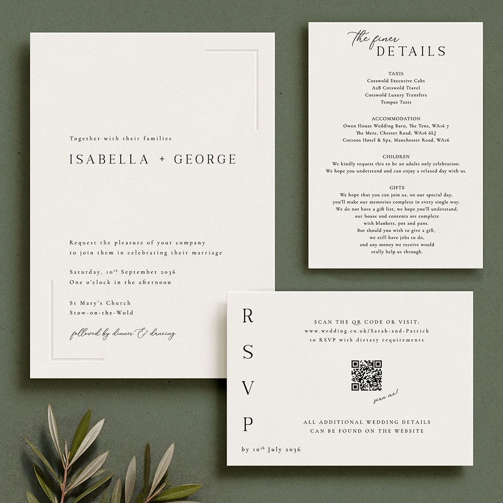 'Beaumont' Signature Blind Debossed Invite Sample