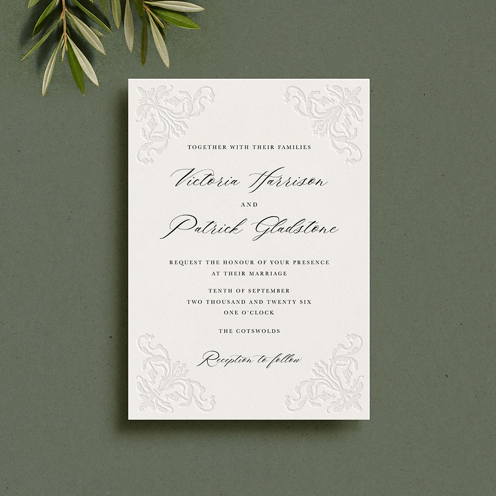 'Edwardian Flourish' Signature Blind Debossed Invite