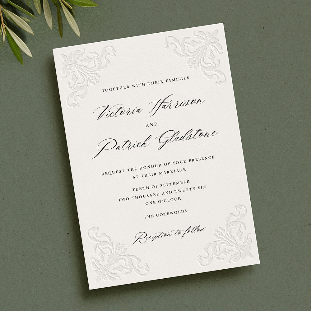 'Edwardian Flourish' Signature Blind Debossed Invite