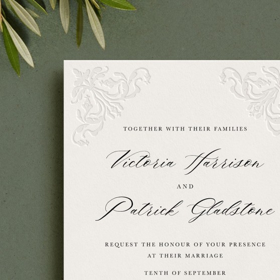 'Edwardian Flourish' Signature Blind Debossed Invite