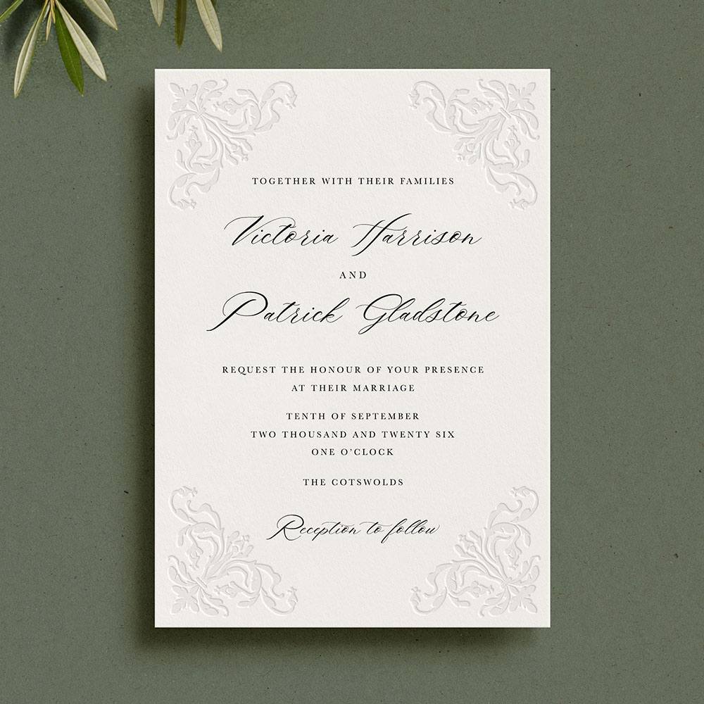 'Edwardian Flourish' Signature Blind Debossed Invite