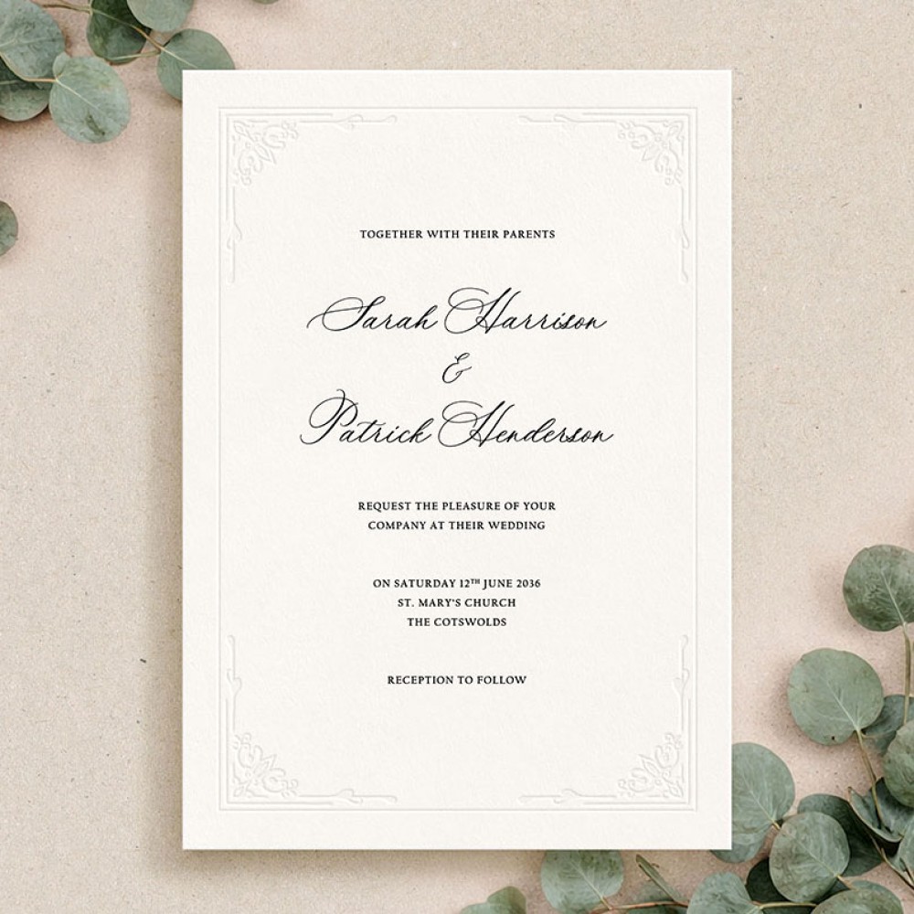 'Modern Deco' Signature Blind Debossed Invite Sample