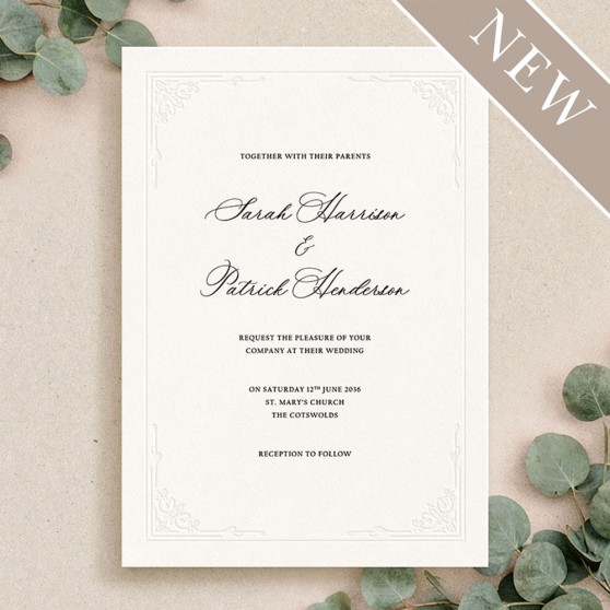 'Modern Deco Frame' Signature Blind Debossed Wedding Invite