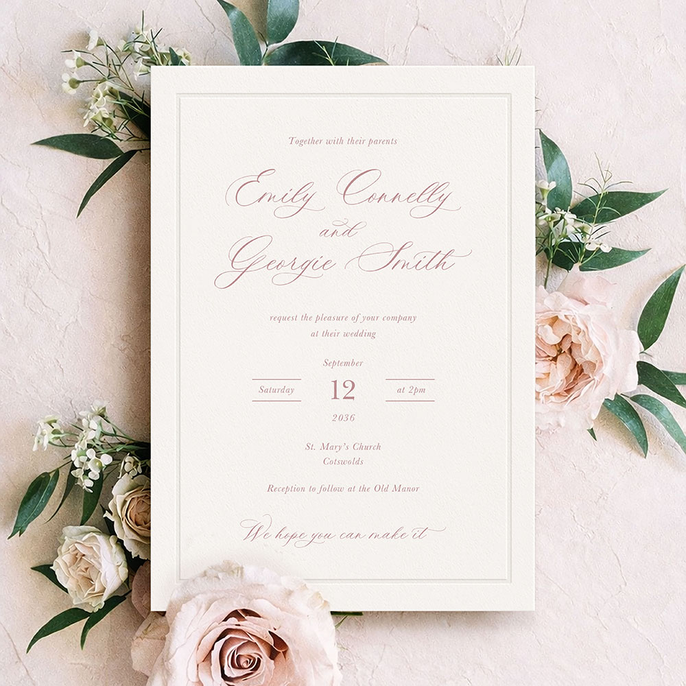 Windsor Frame Debossed Wedding Invite