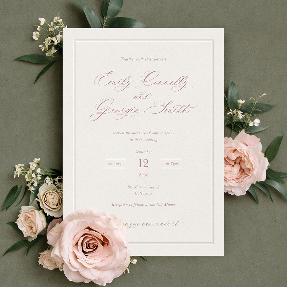 Windsor Frame Debossed Wedding Invite