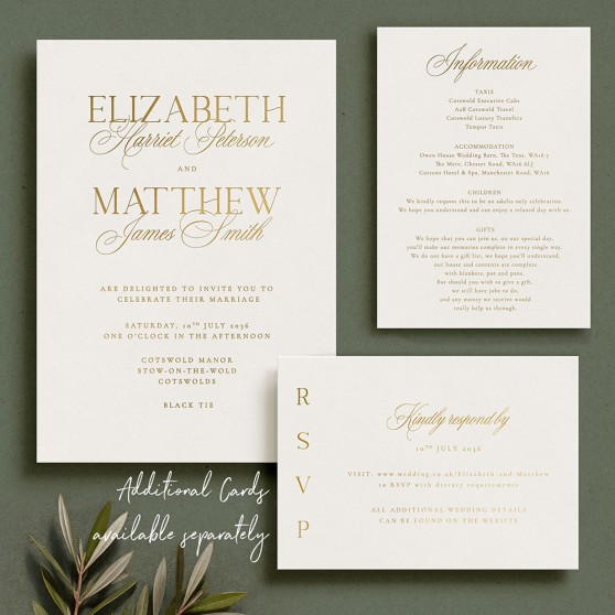 'Broadway' Foil Pressed Wedding Invitation