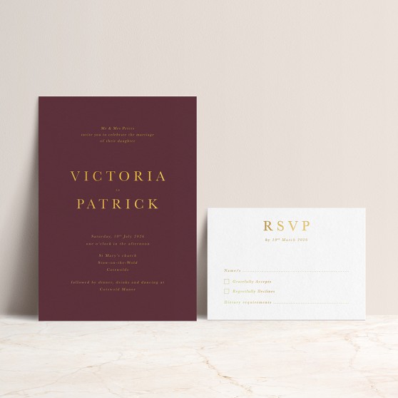 'Buckingham' Foil Pressed Wedding Invitation