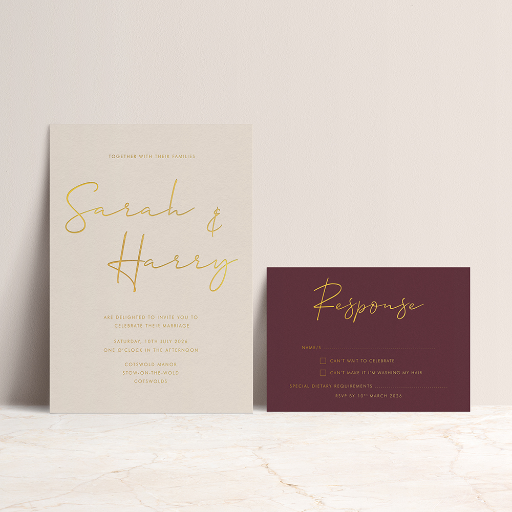 'Hermione' Full Foil Pressed Letterpress Style Invitation