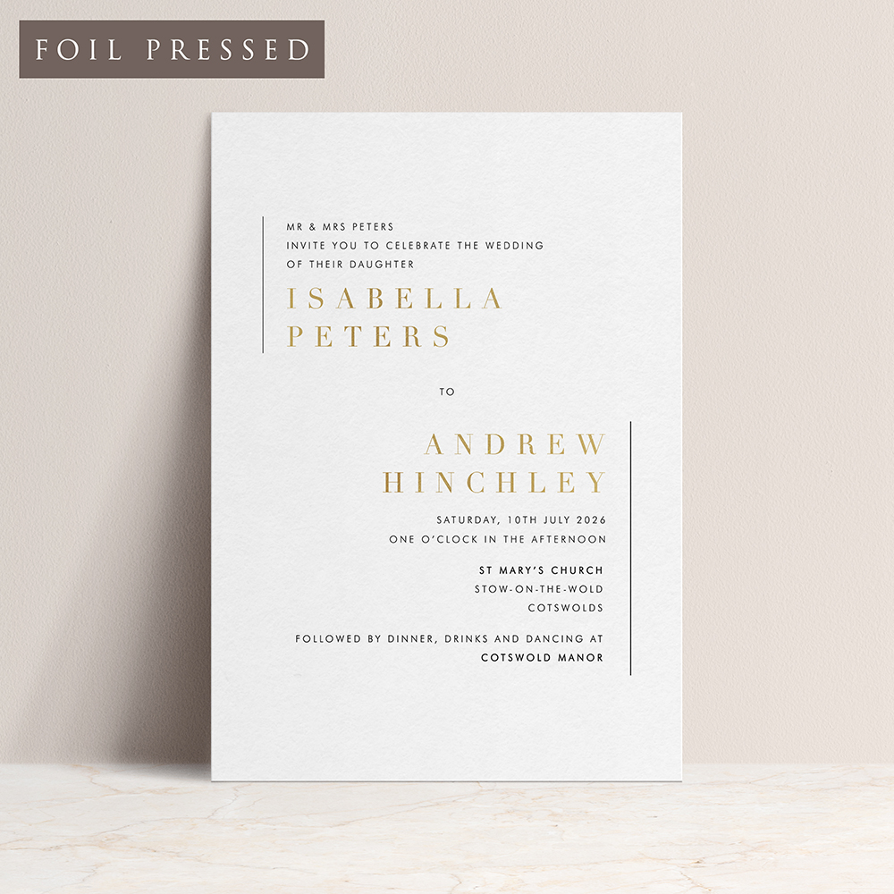 'Modern Classic MC02' Foil Pressed Wedding Invitation