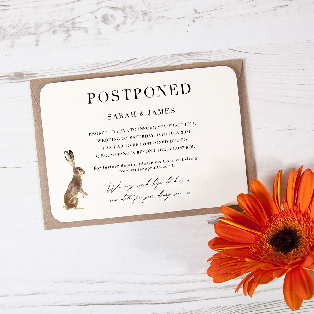 'Christmas Hare' Change the Date - Postponed Card