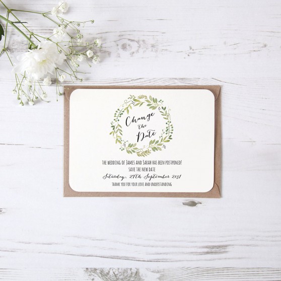 'Green Floral Watercolour' Change the Date Sample Card