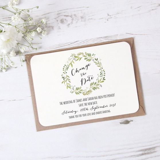 'Green Floral Watercolour' Change the Date Sample Card