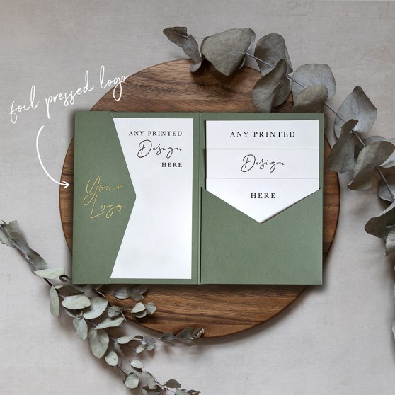 'Any Design/Your Design' Foil Logo & Print Inserts Pocketfold Wedding Invitation