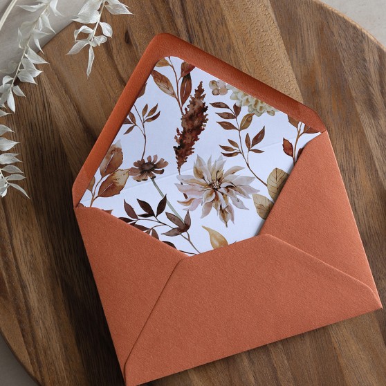 'Autumn Garden' Printed Envelope Liner Sample with Envelope