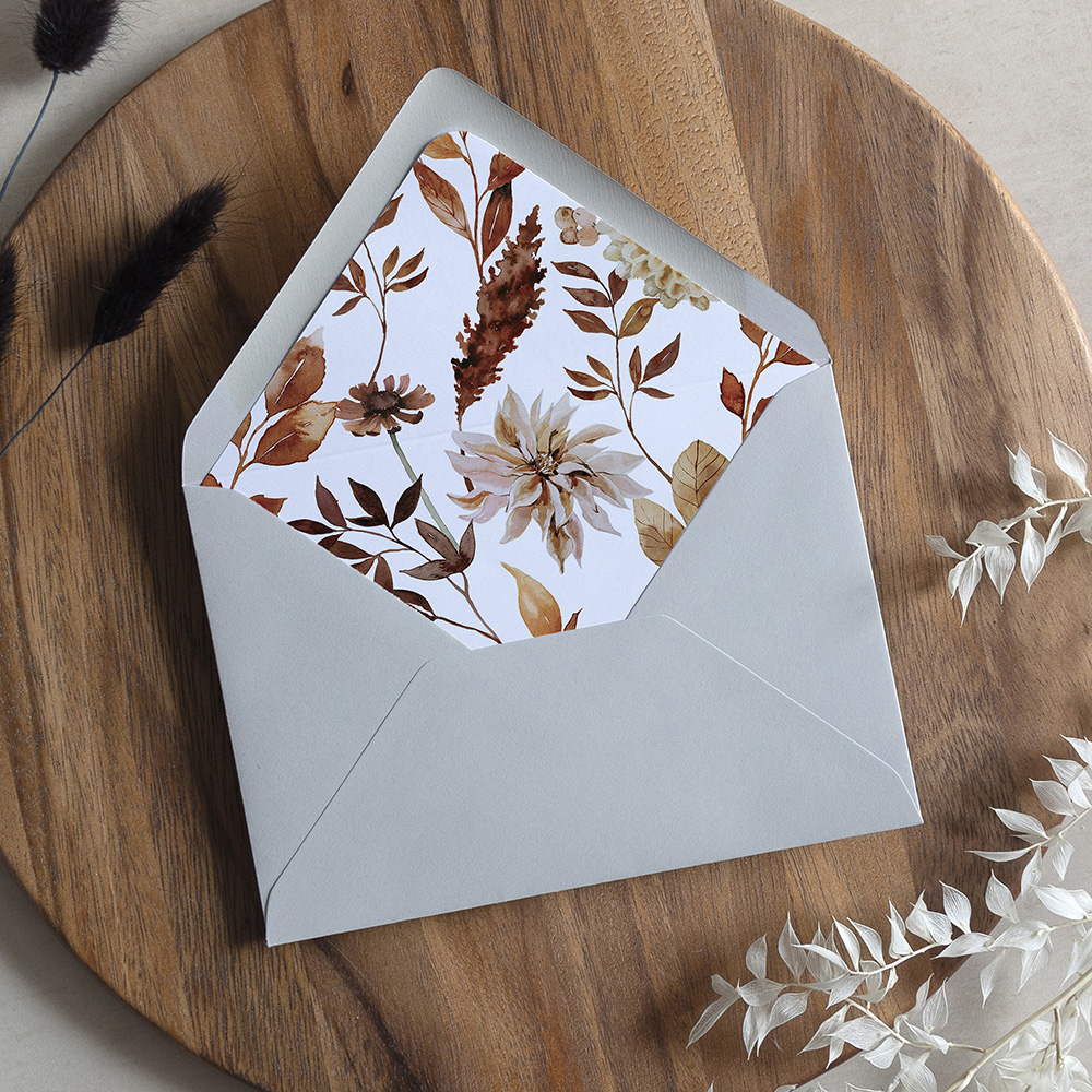 'Autumn Garden' Printed Envelope Liner with Envelope