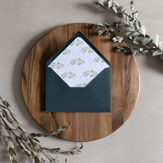 'Autumn Green' Printed Envelope Liner with Envelope