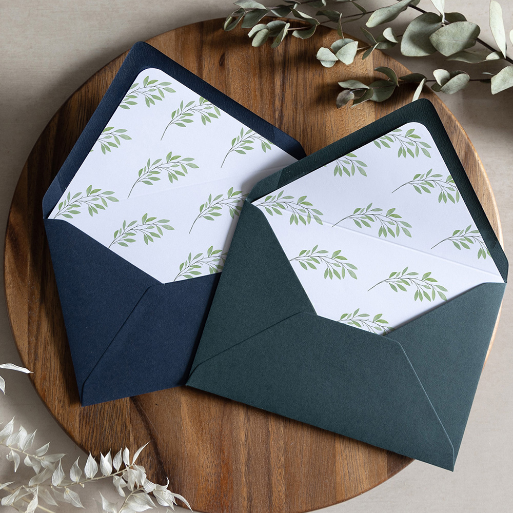 'Autumn Green' Printed Envelope Liner with Envelope