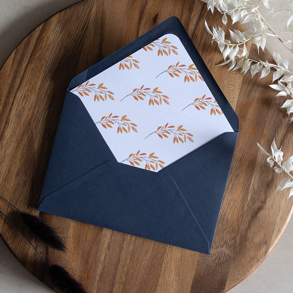 'Autumn Orange' Printed Envelope Liner with Envelope