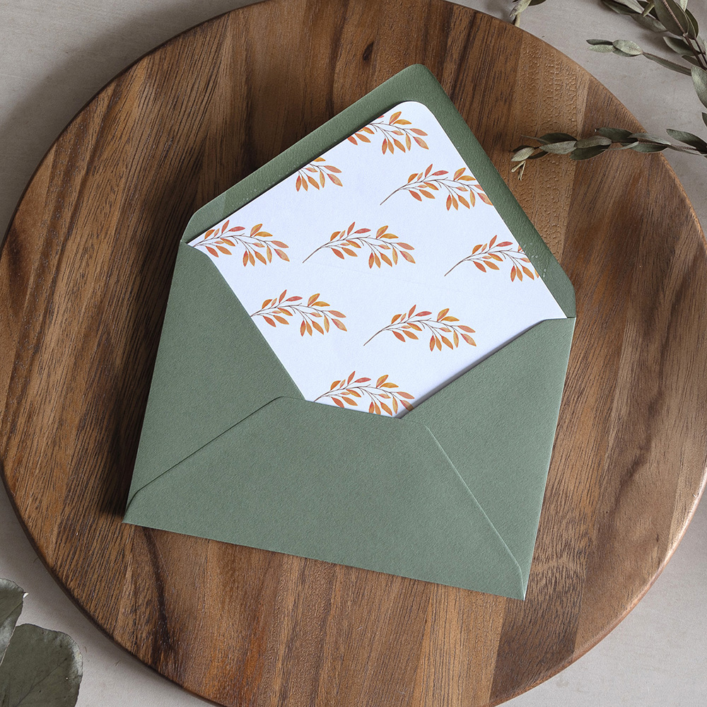 'Autumn Orange' Printed Envelope Liner with Envelope