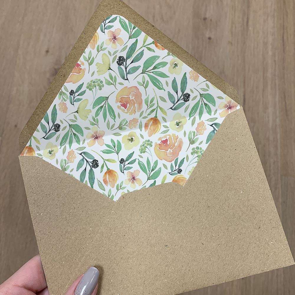 'Bella' Printed Envelope Liner Sample with Envelope