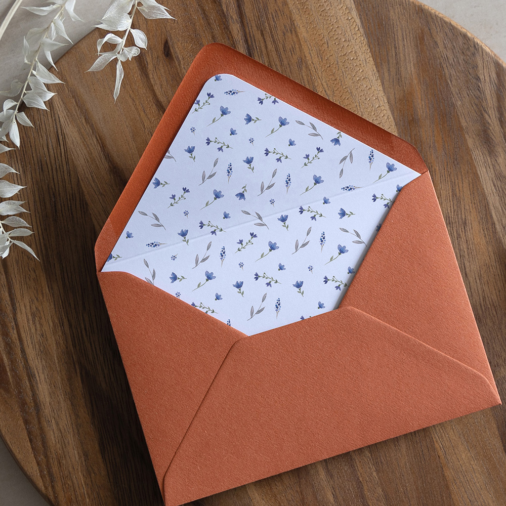 'Blue Floral Watercolour' Printed Envelope Liner with Envelope
