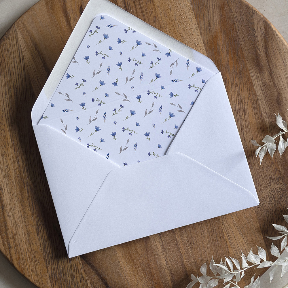 'Blue Floral Watercolour' Printed Envelope Liner with Envelope