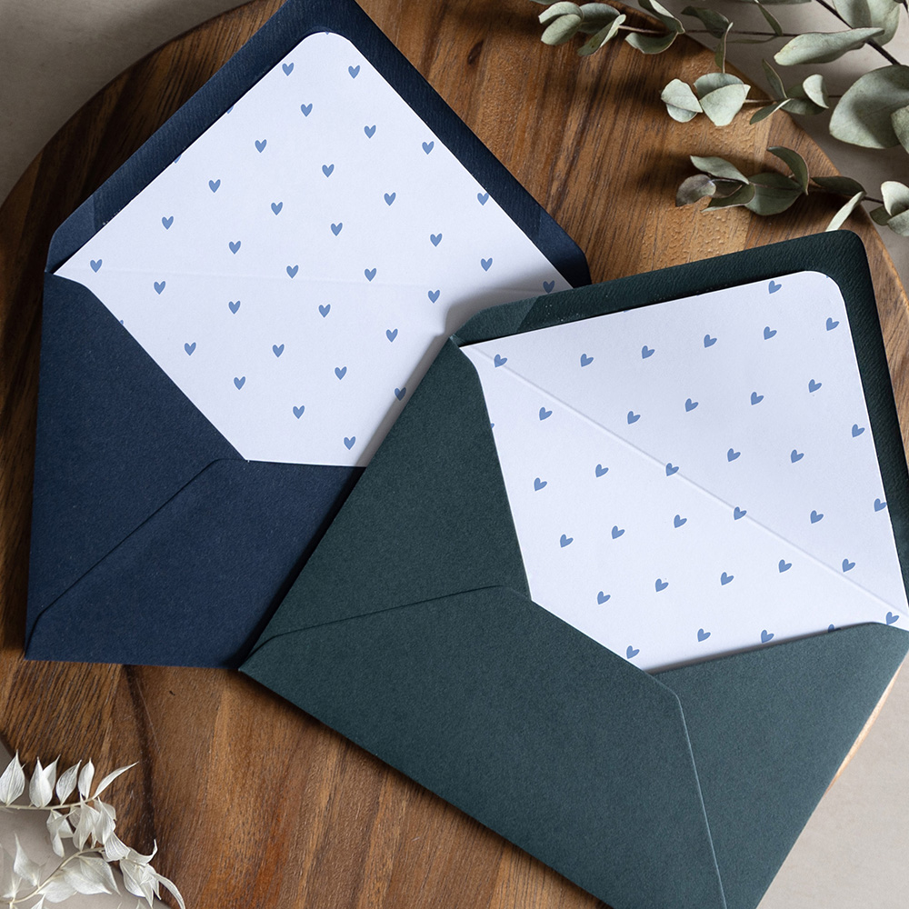 'Blue Heart' Printed Envelope Liner with Envelope