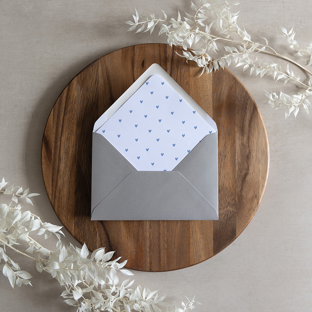 'Pale Blue Heart' Printed Envelope Liner with Envelope