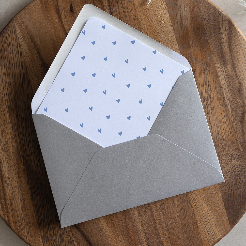 'Blue Heart' Printed Envelope Liner with Envelope