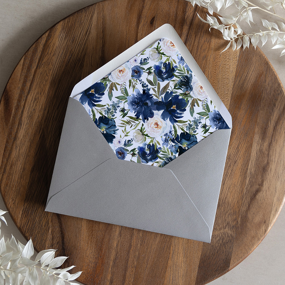 'Blue Velvet' Printed Envelope Liner with Envelope