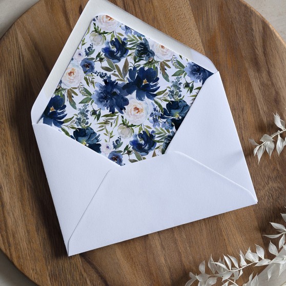 'Blue Velvet' Printed Envelope Liner Sample with Envelope