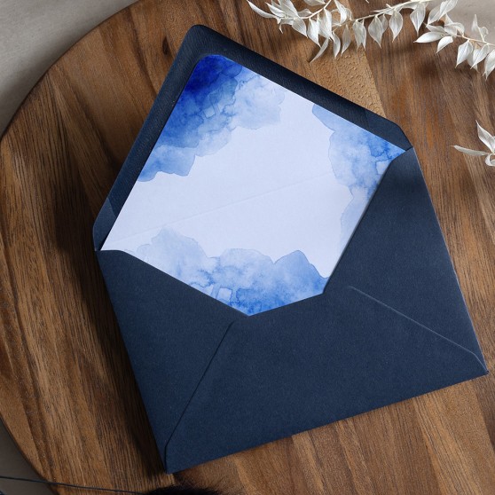 'Blue Watercolour Splash' Printed Envelope Liner with Envelope