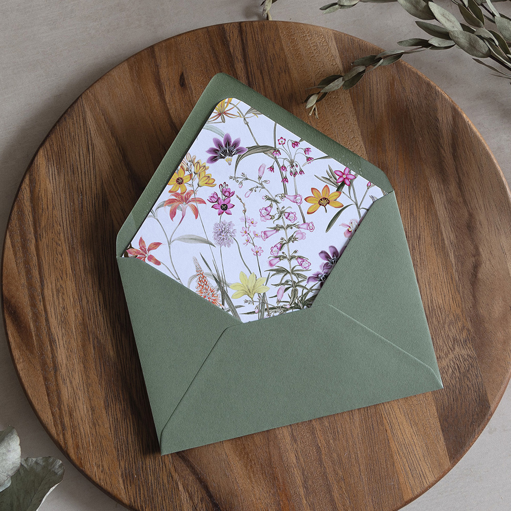 'Wild Botanical' Printed Envelope Liner Sample with Envelope