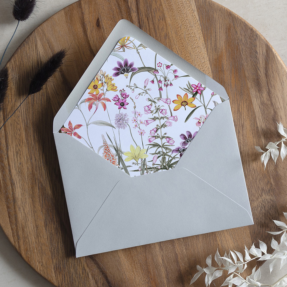'Wild Botanical' Printed Envelope Liner Sample with Envelope