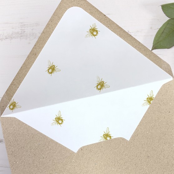 'Bumble Bee' Printed Envelope Liner Sample with Envelope