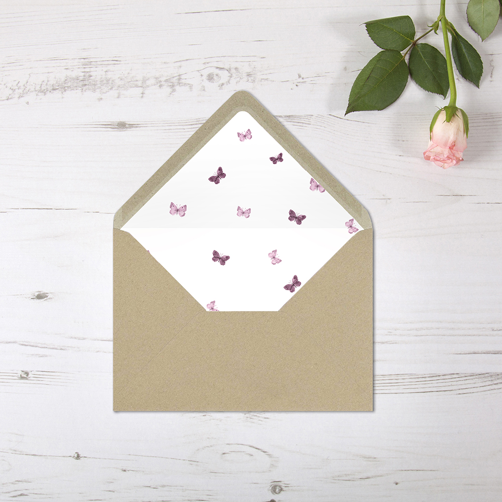 'Butterfly' Printed Envelope Liner with Envelope