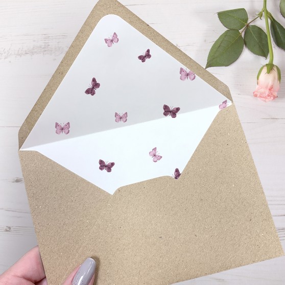 'Butterfly' Printed Envelope Liner Sample with Envelope