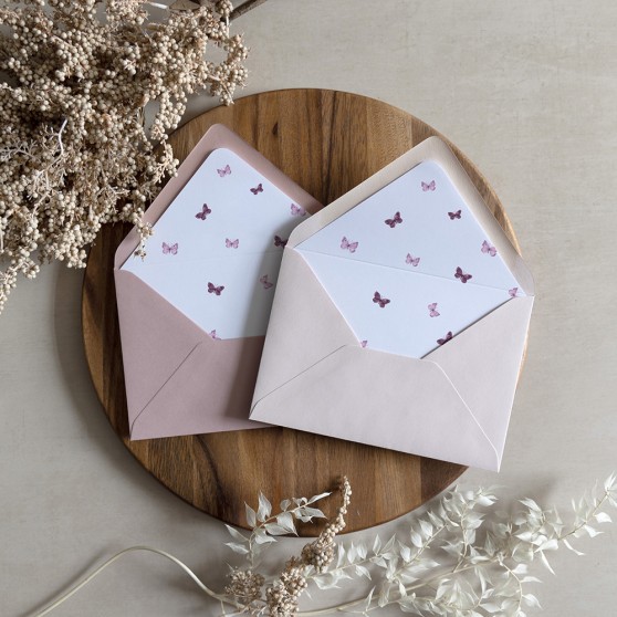 'Butterfly' Printed Envelope Liner Sample with Envelope