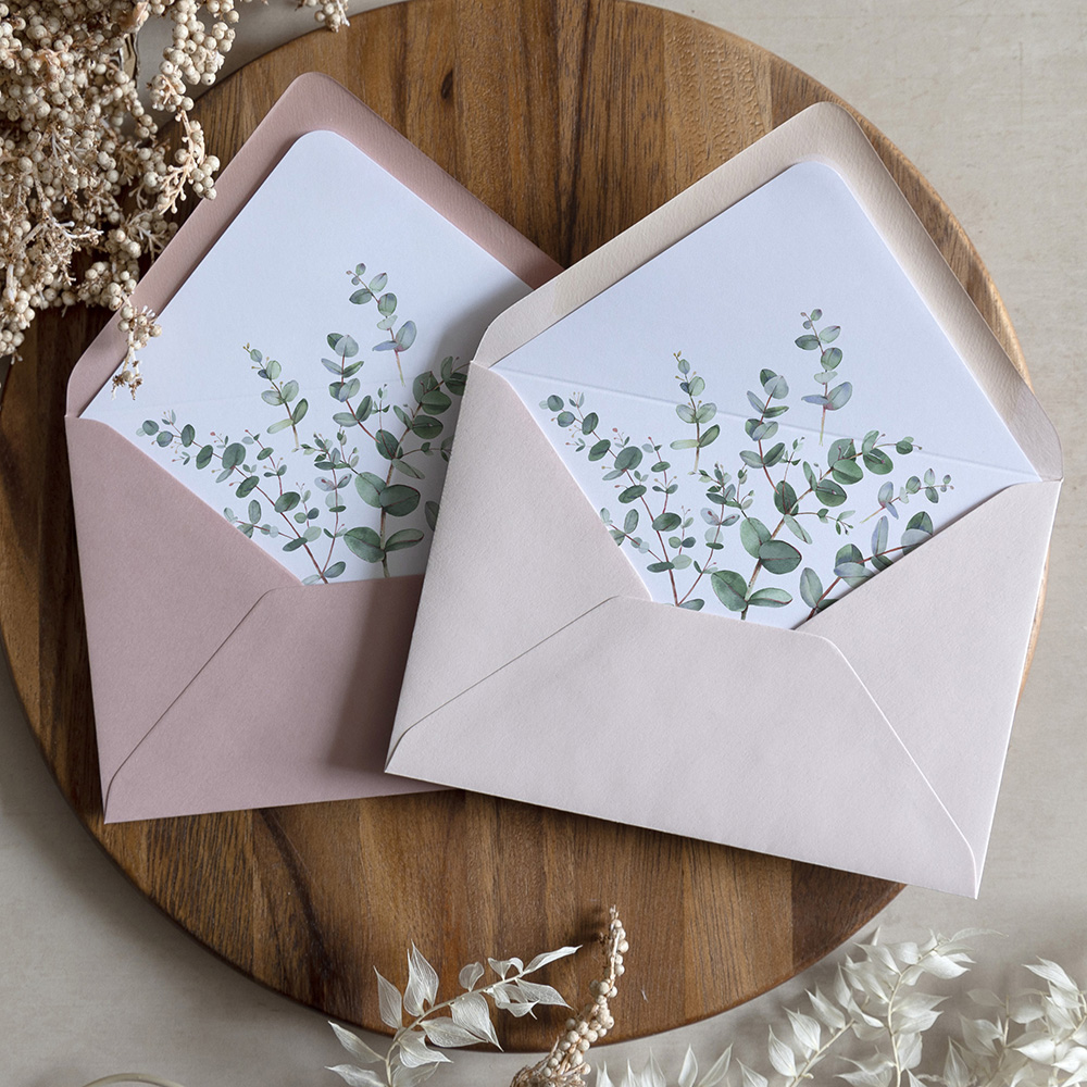 'Campagna Eucalyptus' Printed Envelope Liner Sample with Envelope