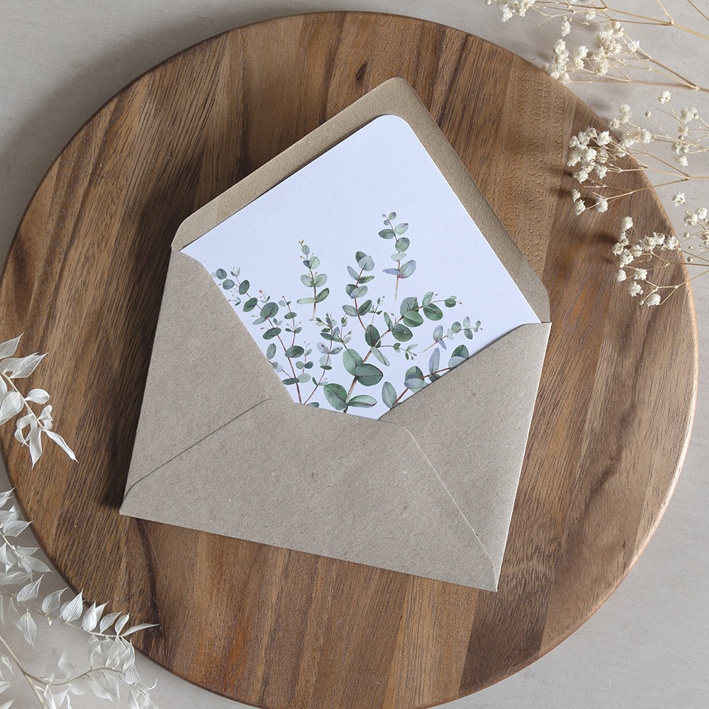 'Campagna Eucalyptus' Printed Envelope Liner Sample with Envelope