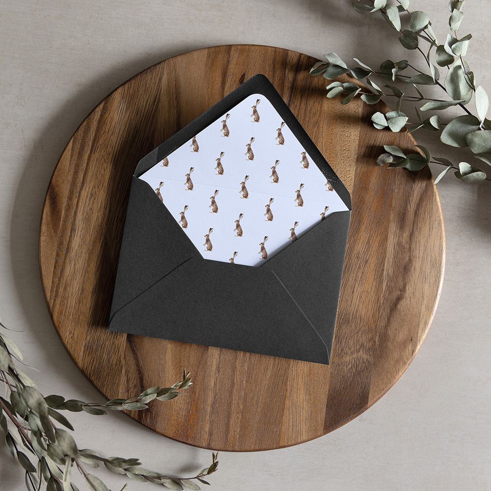'Christmas Hare' Printed Envelope Liner with Envelope