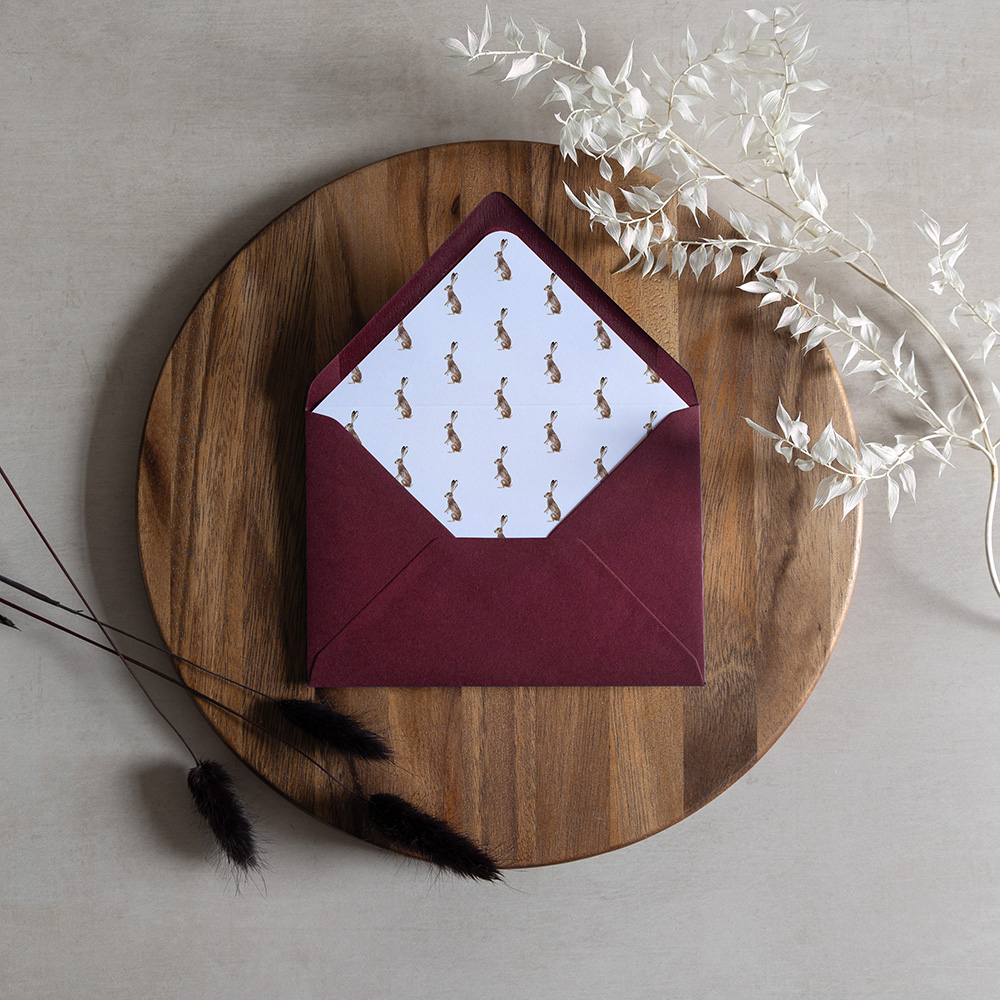 'Christmas Hare' Printed Envelope Liner with Envelope