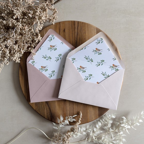 'Christmas Robin' Printed Envelope Liner with Envelope