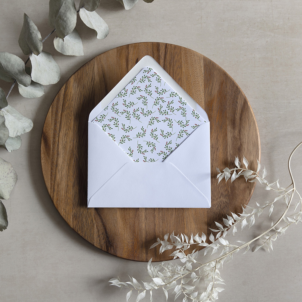 'Christmas' Printed Envelope Liner with Envelope