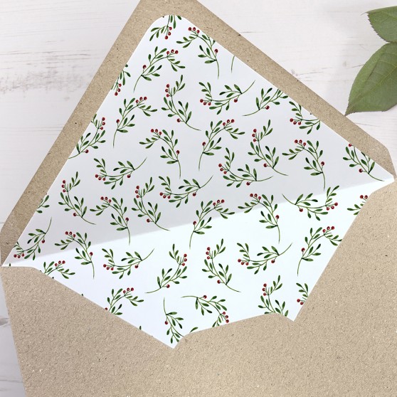 'Christmas' Printed Envelope Liner with Envelope