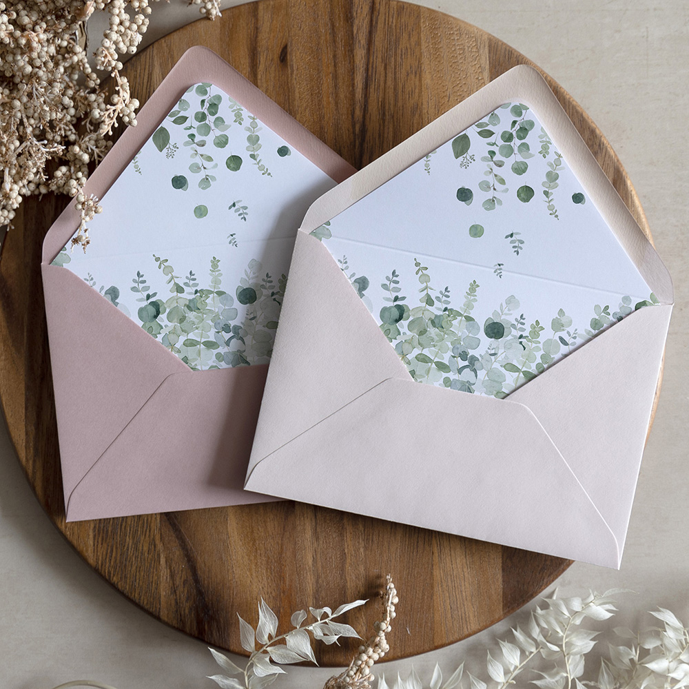 'Classic Eucalyptus' Printed Envelope Liner with Envelope