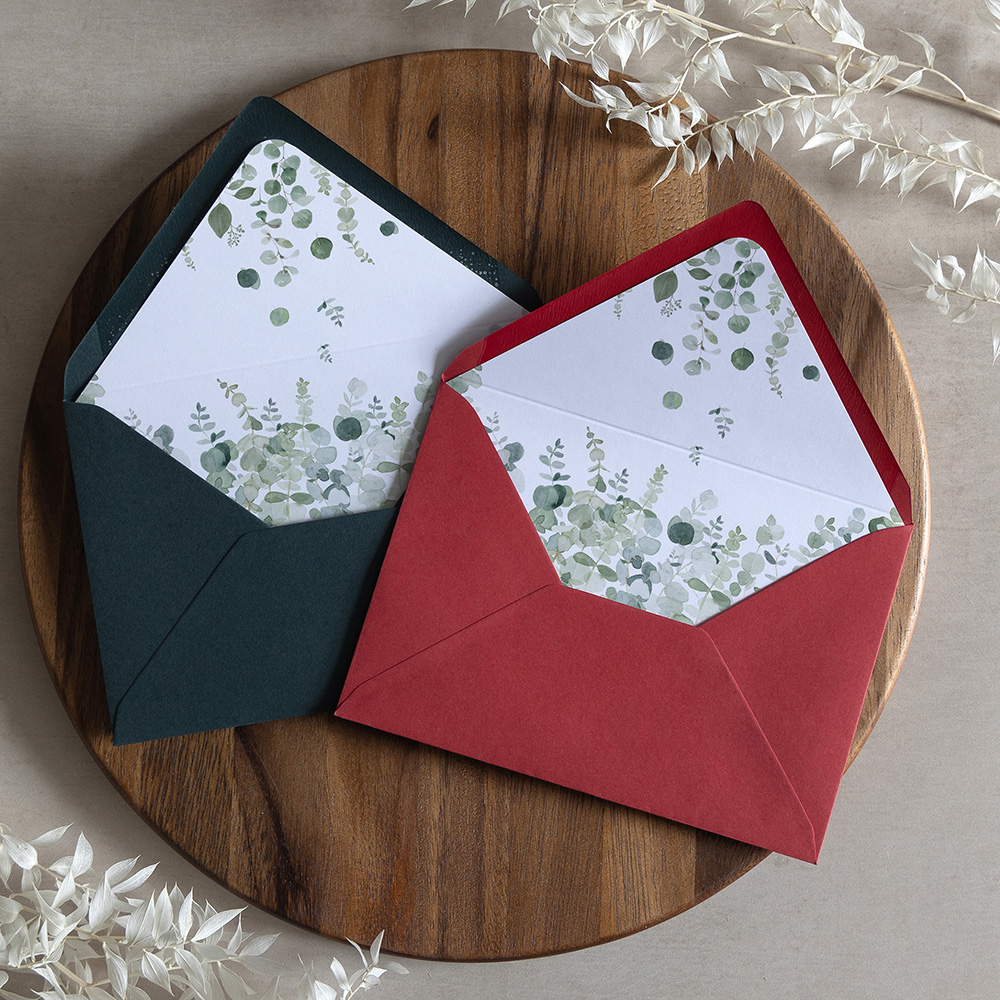 'Classic Eucalyptus' Printed Envelope Liner with Envelope