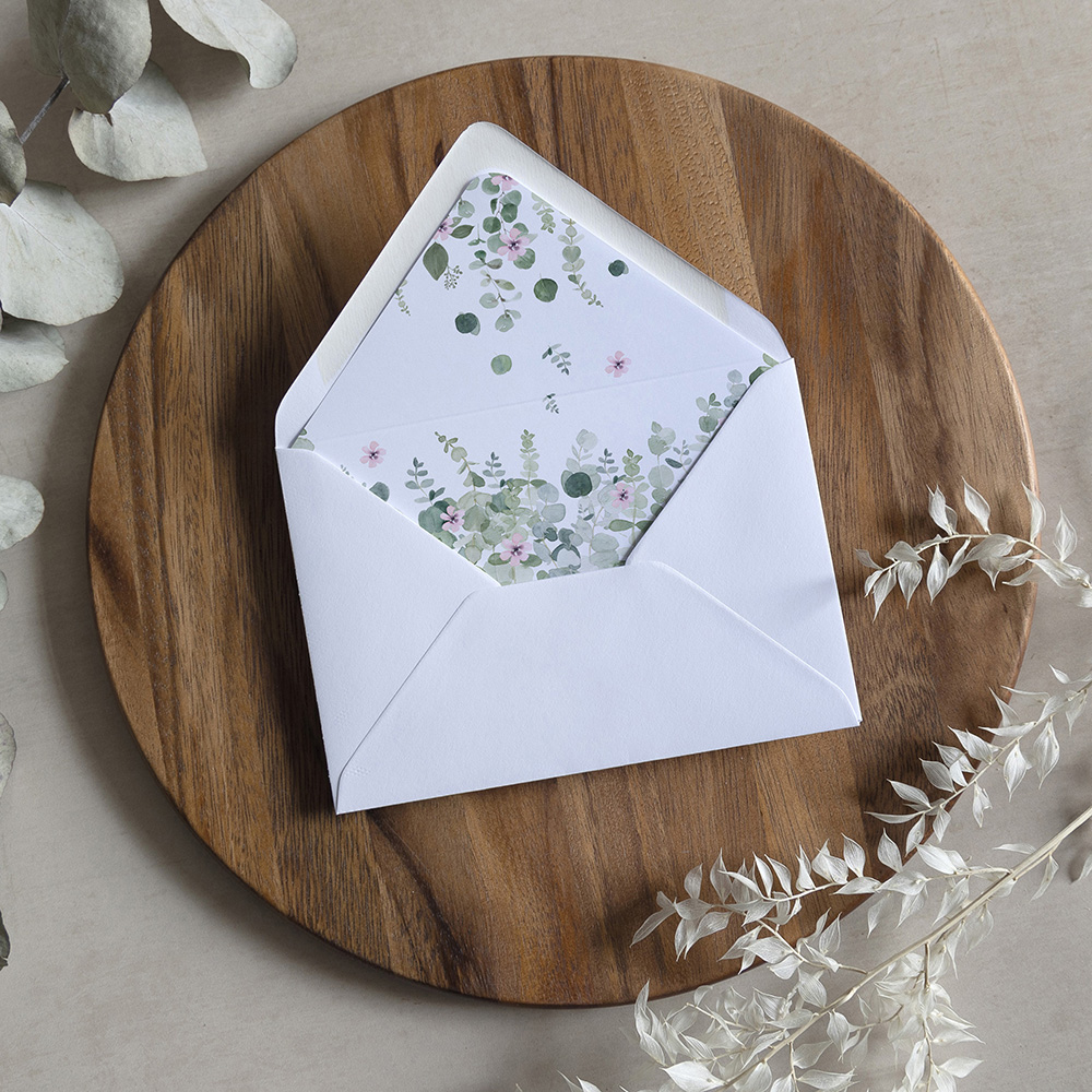 'Floral Classic Eucalyptus CE16' Printed Envelope Liner with Envelope