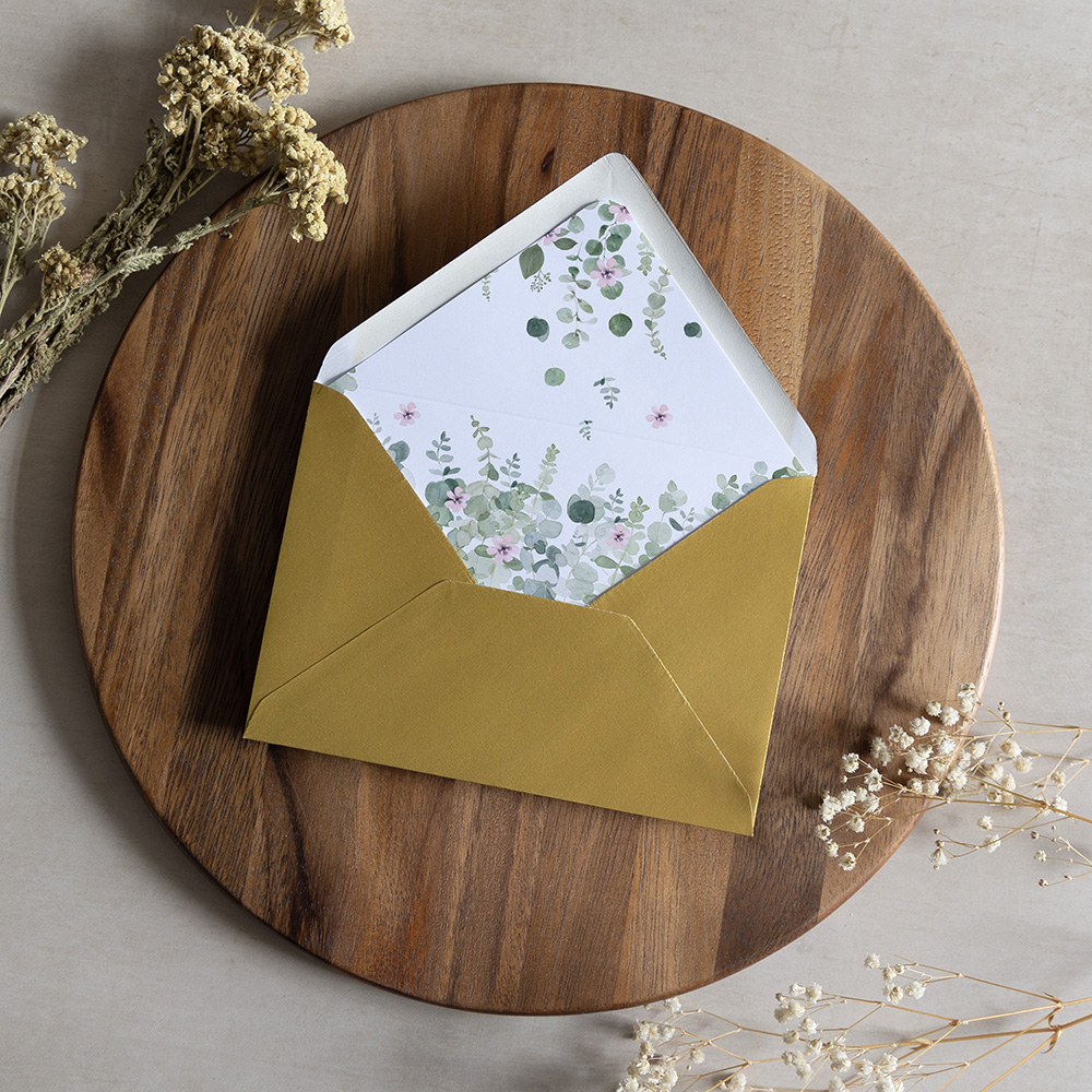 'Floral Classic Eucalyptus CE16' Printed Envelope Liner with Envelope